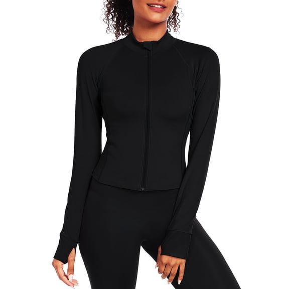 NELEUS Womens Athletic Jackets Zip Up Yoga Workout Jacket Short Coat Slim Fit With 2 Inner Pockets,Black,US Size XL