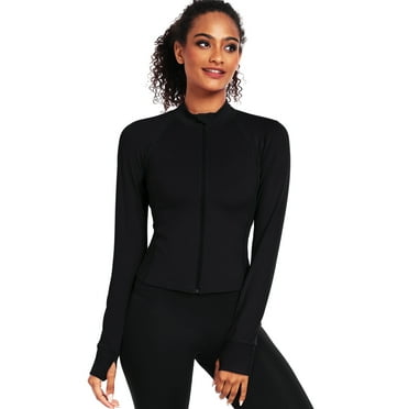 NELEUS Womens Athletic Jackets Zip Up Yoga Workout Jacket Short Coat Slim Fit With 2 Inner Pockets,Black,US Size XL