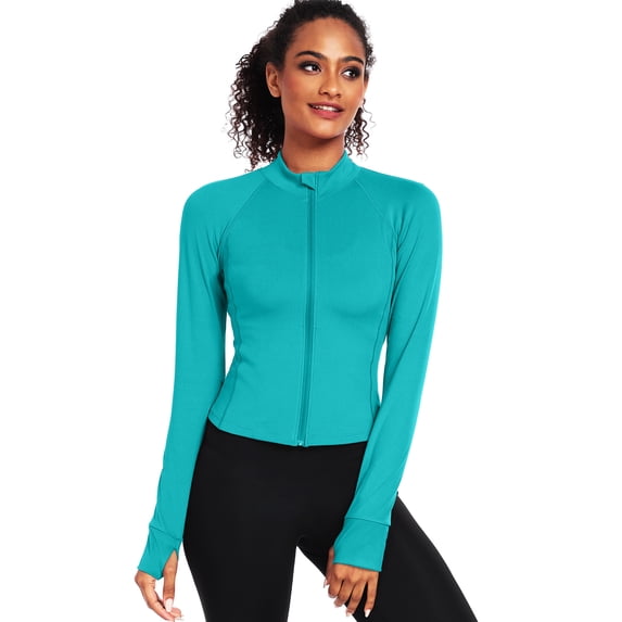 NELEUS Womens Athletic Jackets Zip Up Yoga Workout Jacket Short Coat Slim Fit With 2 Inner Pockets,Light Green,US Size L