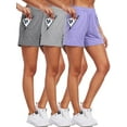thumbnail image 1 of NELEUS Womens Athletic Shorts Workout Gym Shorts 5.5" Casual Lounge Set with Zipper Pockets 3 Pack,Black+Gray+Purple,US Size M, 1 of 8