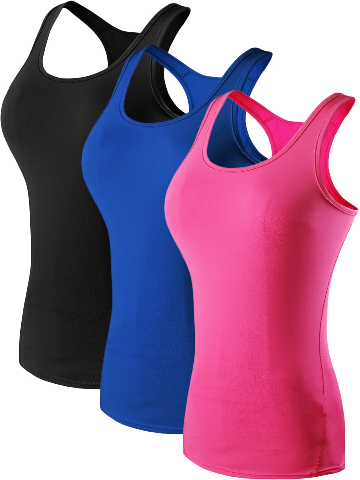 NELEUS Womens Compression Base Layer Dry Fit Tank Top 3  Pack,Black+Blue+White,US Size 2XL