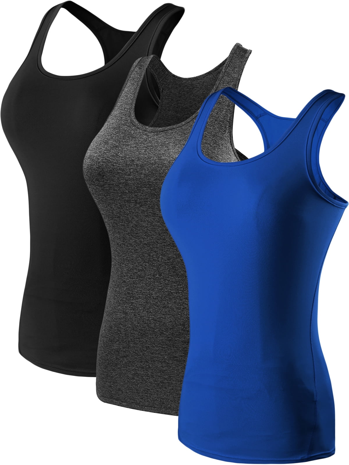 NELEUS Womens Compression Base Layer Dry Fit Tank Top 3 Pack,Blue+Green+Pink,US  Size XS 