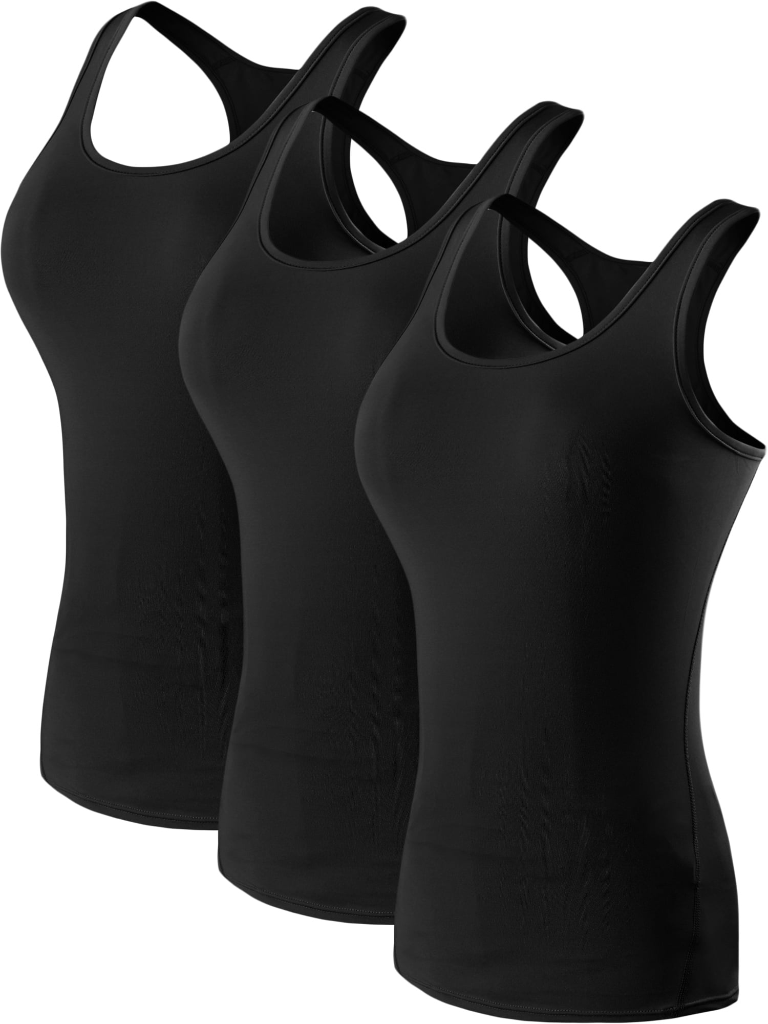 NELEUS Womens Compression Base Layer Dry Fit Tank Top 3 Pack,Black,US Size L