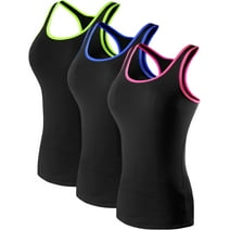 NELEUS Womens Compression Base Layer Dry Fit Tank Top 3 Pack,Blue+Green+Pink,US Size L