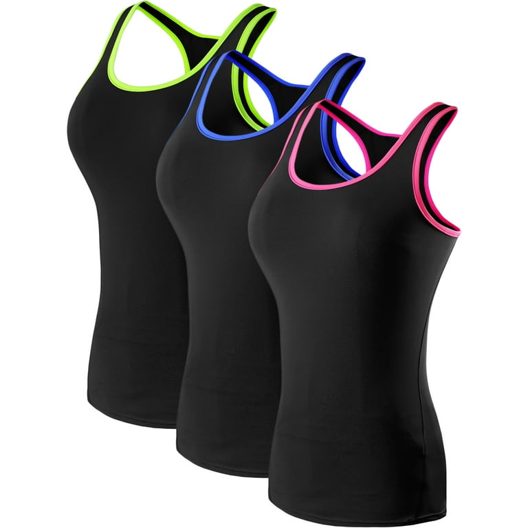 NELEUS Womens Compression Base Layer Dry Fit Tank Top 3  Pack,Blue+Green+Pink,US Size XS