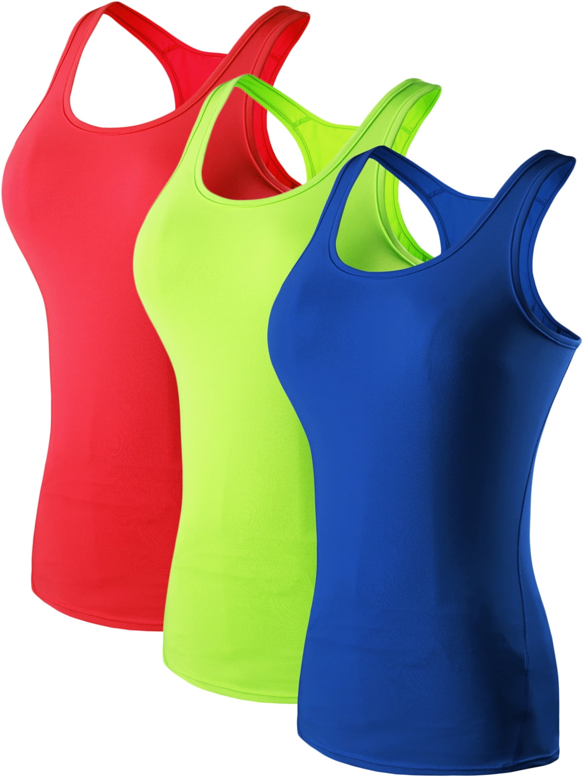 NELEUS Womens Compression Base Layer Dry Fit Tank Top 3 Pack,Black+Blue+White,US  Size M 