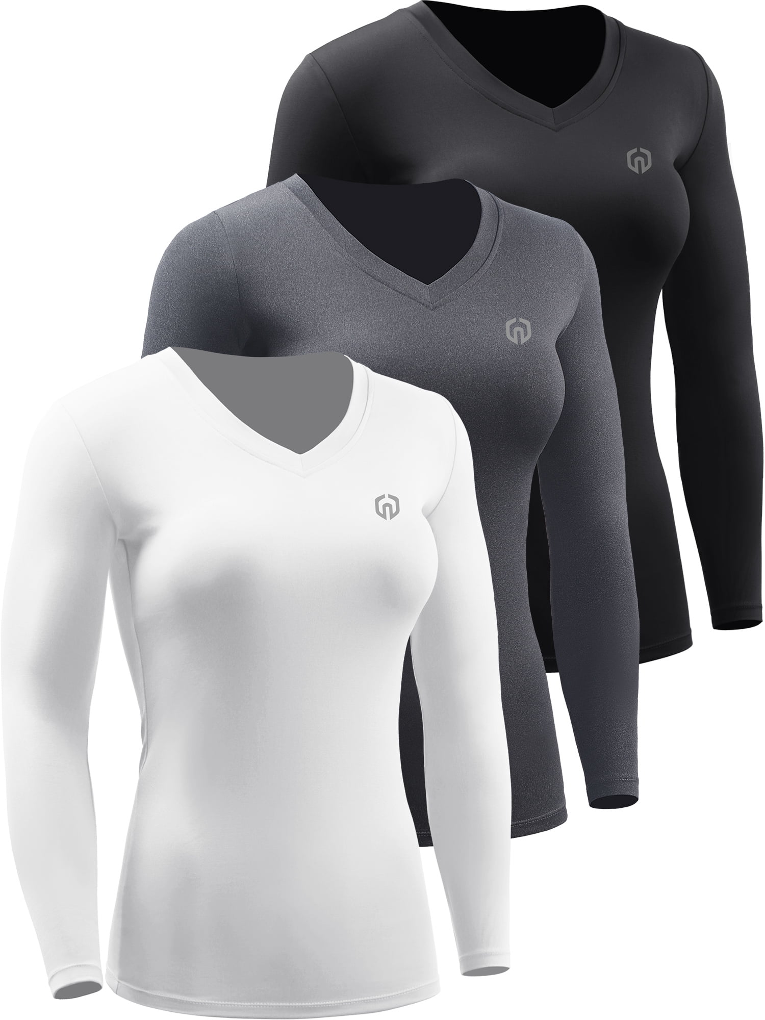 NELEUS Women's 3 Pack V Neck Workout Compression Shirt,8016,Black,Grey,Navy  Blue,US M,EU L - Yahoo Shopping