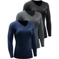 thumbnail image 1 of NELEUS Womens Compression Shirts Workout Yoga T Shirt V Neck Long Sleeve 3 Pack,Black+Gray+Navy Blue,US Size 2XL, 1 of 6