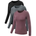 thumbnail image 1 of NELEUS Womens Compression T Shirt Athletic Running Dry Fit Long Sleeve 3 Pack,Black+Gray+Rosy Brown,US Size XL, 1 of 8