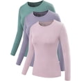 thumbnail image 1 of NELEUS Womens Compression T Shirt Athletic Running Dry Fit Long Sleeve 3 Pack,Blackish Green+Purple+Light Pink,US Size 2XL, 1 of 8
