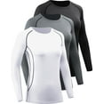 thumbnail image 1 of NELEUS Womens Compression T Shirt Yoga Athletic Dry Fit Long Sleeve 3 Pack,Black+Gray+White,US Size 2XL, 1 of 8