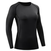 NELEUS Womens Compression T Shirt Yoga Athletic Dry Fit Long Sleeve,Black,US Size L