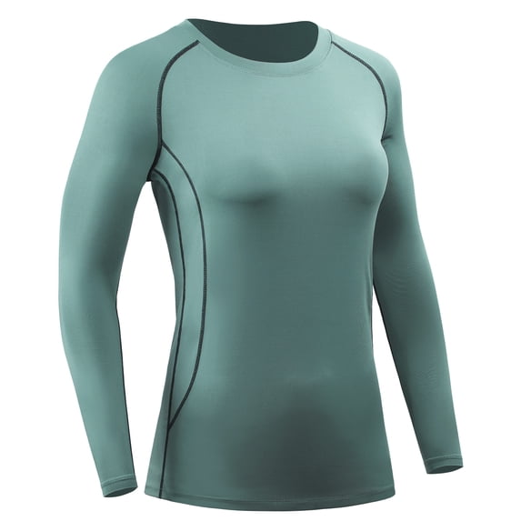 NELEUS Womens Compression T Shirt Yoga Athletic Dry Fit Long Sleeve,Blackish Green,US Size XL