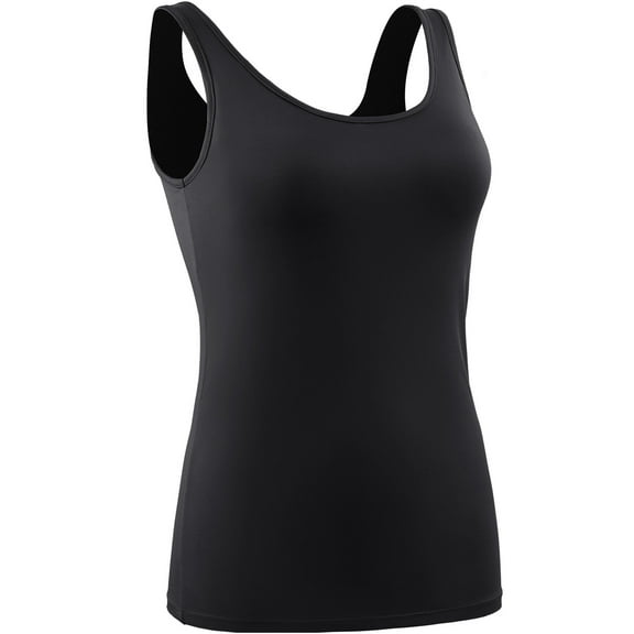 NELEUS Womens Compression Tank Top with Built in Sports Bra Padded for Yoga Workout,Black,US Size 2XL