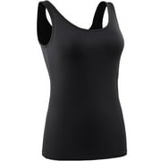 NELEUS Womens Compression Tank Top with Built in Sports Bra Padded for Yoga Workout,Black,US Size L