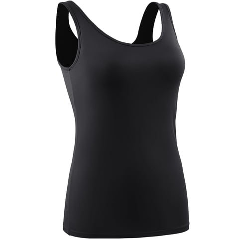 Womens Compression Tank Top with Built in Sports Bra Padded for Yoga Workout,Black,US Size L