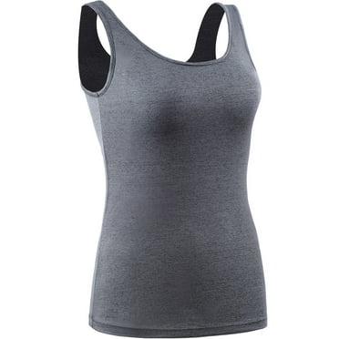 NELEUS Womens Compression Tank Top with Built in Sports Bra Padded for Yoga Workout,Gray,US Size 2XL