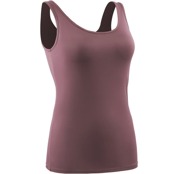 NELEUS Womens Compression Tank Top with Built in Sports Bra Padded for Yoga Workout,Rose Brown,US Size M