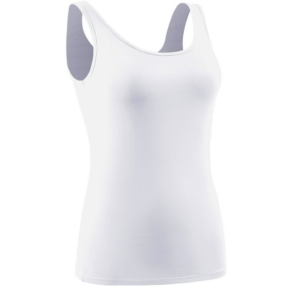 NELEUS Womens Compression Tank Top with Built in Sports Bra Padded for Yoga Workout,White,US Size S