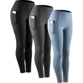 NELEUS Womens Compression Yoga Leggings for Workout High Waist Tummy Control with 2 Pockets,Black+Gray+Light Blue,US Size XL