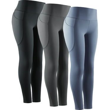 NELEUS Womens Compression Yoga Leggings for Workout High Waist Tummy Control with 2 Pockets,Black Gray Navy Blue,US Size L