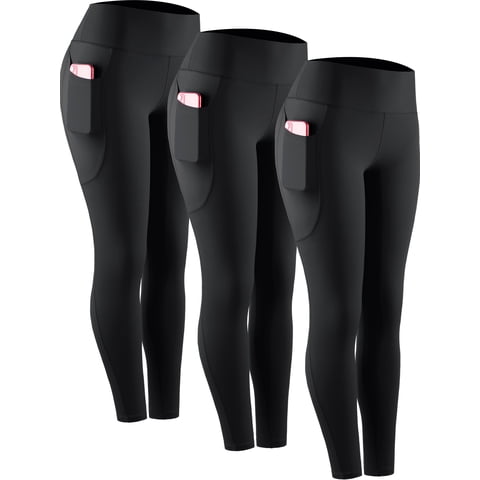 Womens Plus Size Compression Yoga Leggings for Workout High Waist Tummy Control with 2 Pockets,Black,US Size 2XL