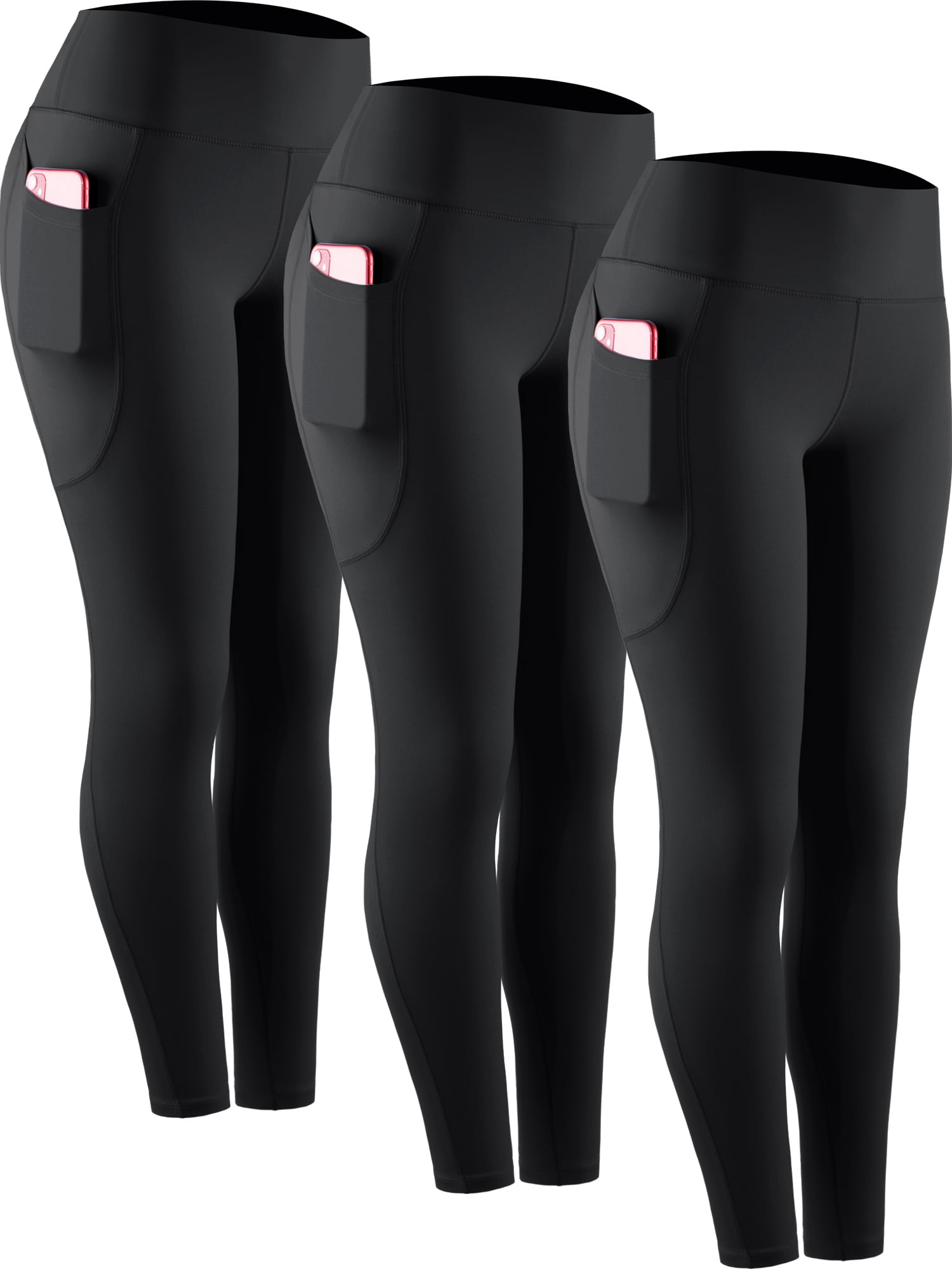 NELEUS Womens Compression Yoga Leggings for Workout High Waist Tummy Control with 2 Pockets,Black,US Size L
