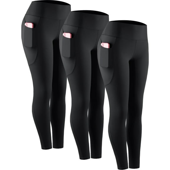 NELEUS Womens Compression Yoga Leggings for Workout High Waist Tummy Control with 2 Pockets,Black,US Size L