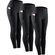 Womens Compression Yoga Leggings for Workout High Waist Tummy Control with 2 Pockets,Black,US Size M