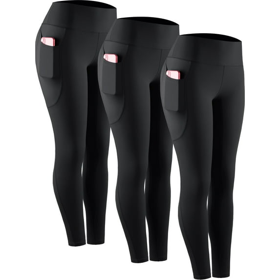 NELEUS Womens Compression Yoga Leggings for Workout High Waist Tummy Control with 2 Pockets,Black,US Size XL
