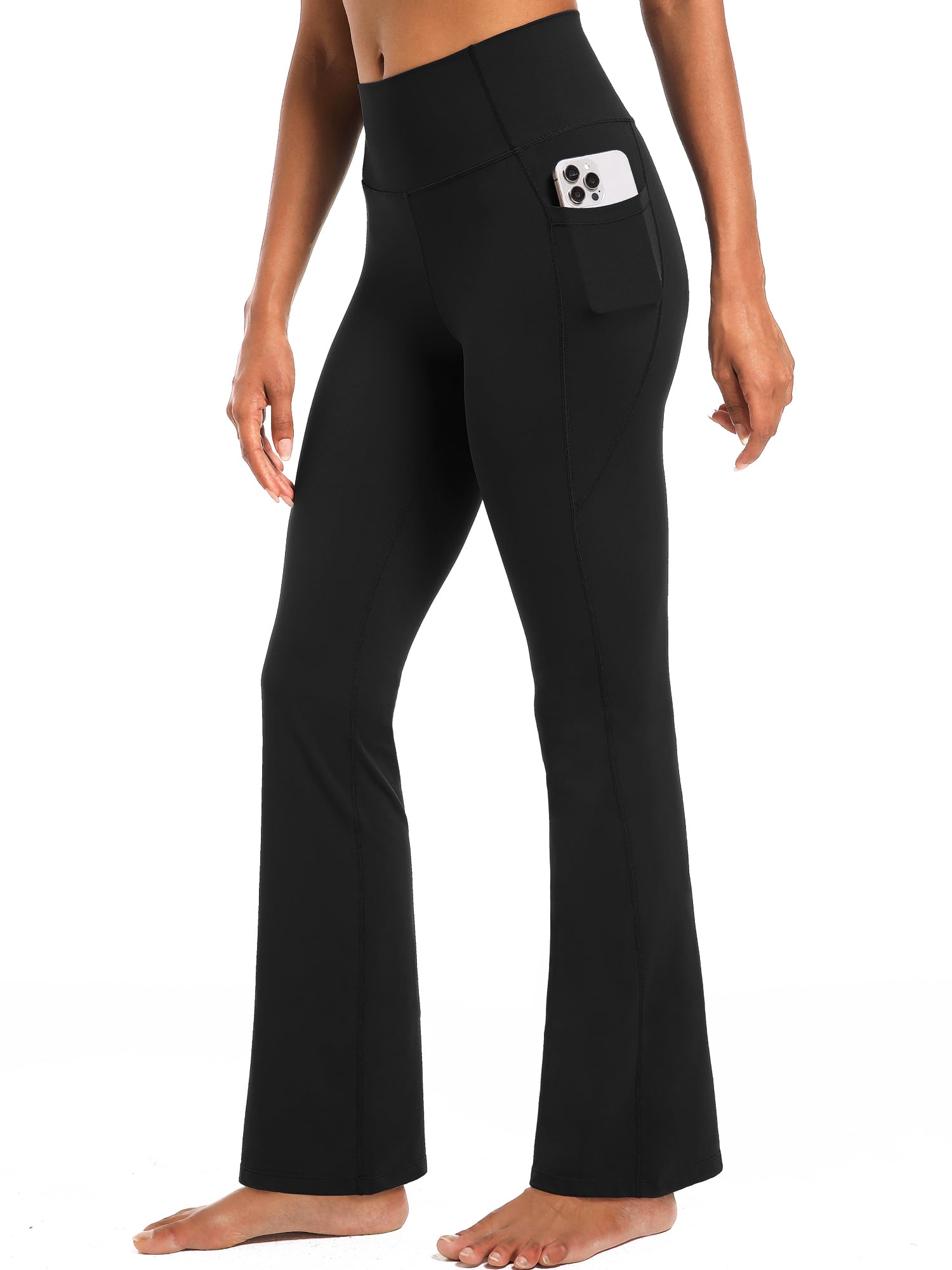 NELEUS Womens Flare Leggings for Yoga Workout Lycra High Waist Stretch Bootcut Pants with Two Pockets,Black,US Size M
