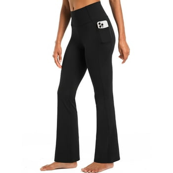 NELEUS Womens Flare Leggings for Yoga Workout Lycra High Waist Stretch Bootcut Pants with Two Pockets,Black,US Size XL