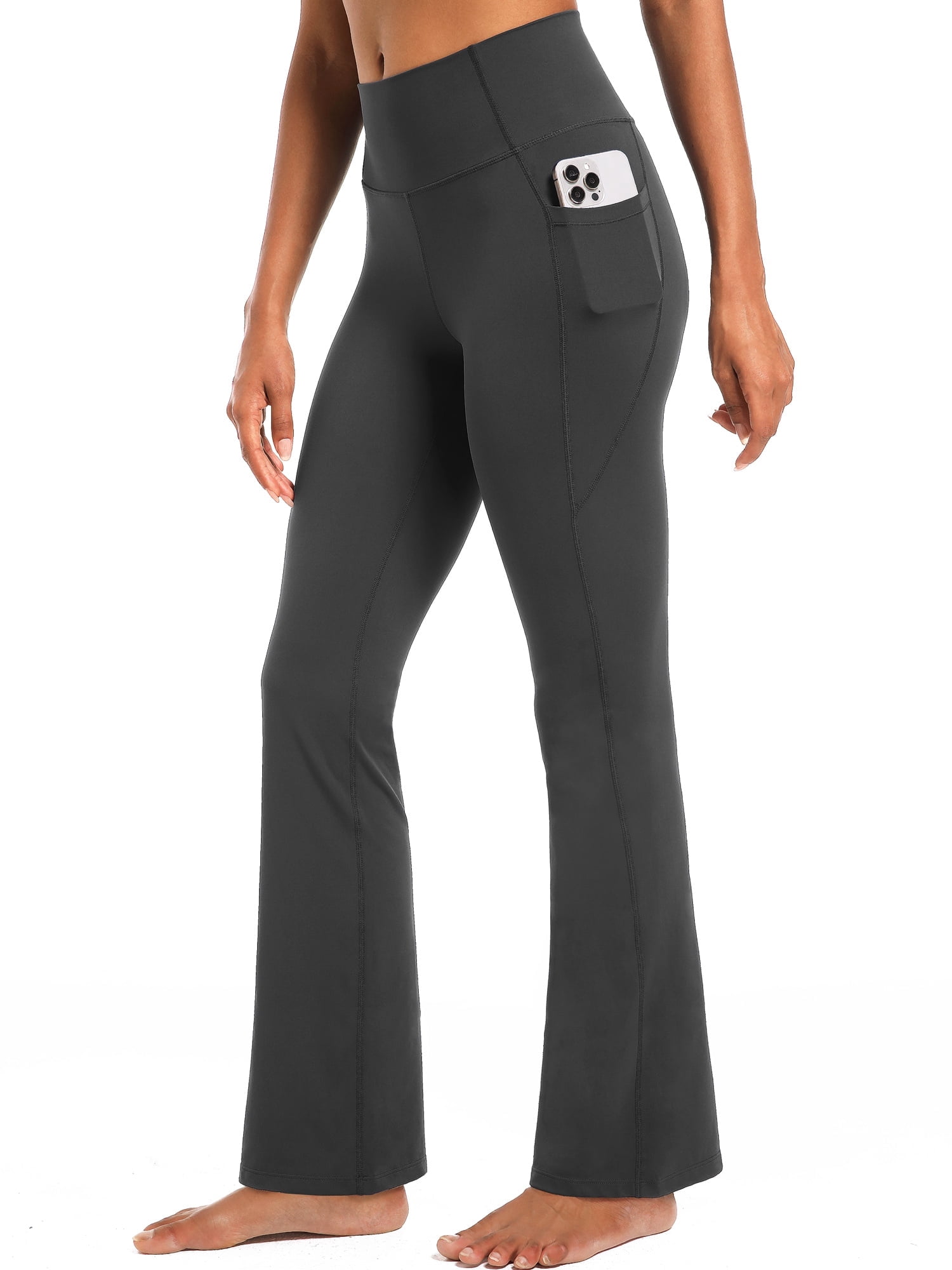 NELEUS Womens Plus Size Flare Leggings for Yoga Workout High Waist Stretch Bootcut Pants with Two Pockets,Gray,US Size 2XL