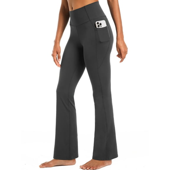 NELEUS Womens Flare Leggings for Yoga Workout Lycra High Waist Stretch Bootcut Pants with Two Pockets,Gray,US Size L