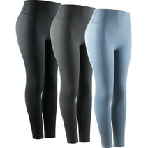 NELEUS Womens High Rise Yoga Leggings Seamless Ankle Workout Compression Pants,Black+Gray+Light Blue,US Size L