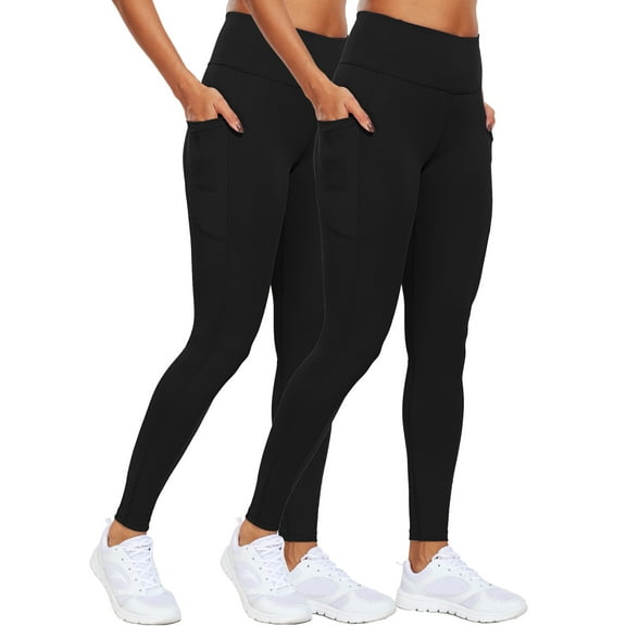 NELEUS Womens High Waist Ankle Yoga Leggings Workout with Two Pockets,Black Black,US Size L
