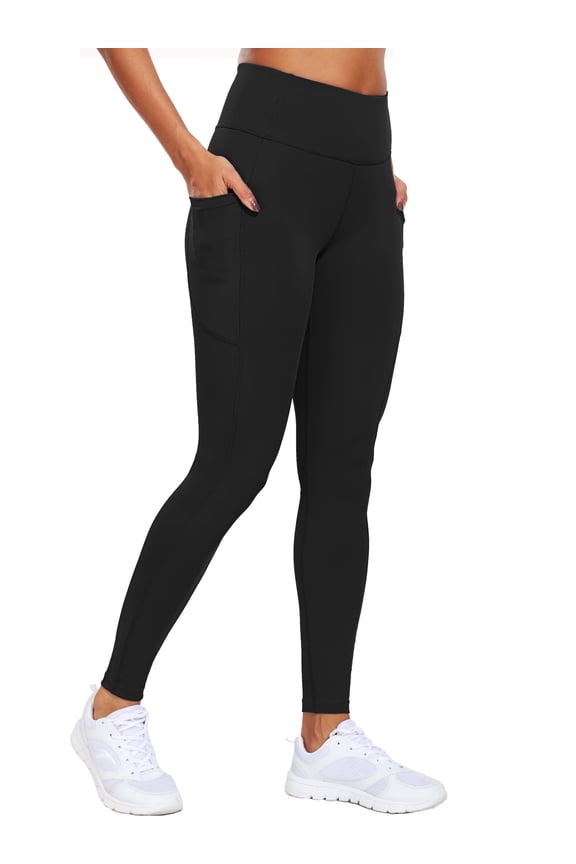 Womens High Waist Ankle Yoga Leggings Workout with Two Pockets,Black,US Size L
