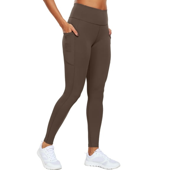 NELEUS Womens High Waist Ankle Yoga Leggings Workout with Two Pockets,Coffee Brown,US Size M