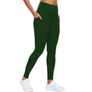 Womens High Waist Ankle Yoga Leggings Workout with Two Pockets,Dark Green,US Size S