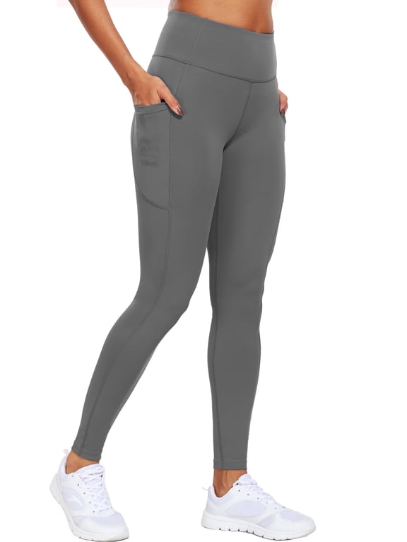 Womens Plus Size High Waist Ankle Yoga Leggings Workout with Two Pockets,Gray,US Size 2XL