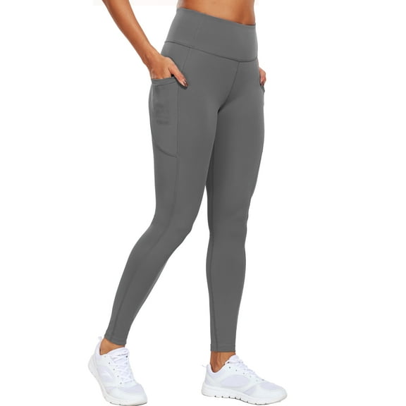 NELEUS Womens High Waist Ankle Yoga Leggings Workout with Two Pockets,Gray,US Size 3XL