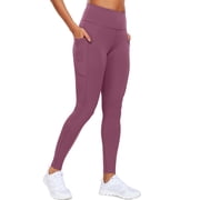 Womens High Waist Ankle Yoga Leggings Workout with Two Pockets,Lavender Pinkish Purple,US Size L