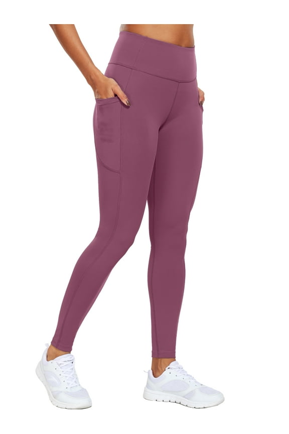 Womens High Waist Ankle Yoga Leggings Workout with Two Pockets,Lavender Pinkish Purple,US Size L