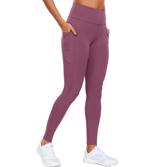 NELEUS Womens High Waist Ankle Yoga Leggings Workout with Two Pockets,Lavender Pinkish Purple,US Size S