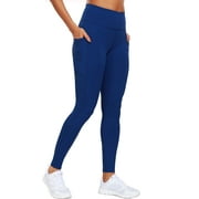 Womens High Waist Ankle Yoga Leggings Workout with Two Pockets,Navy Blue,US Size M