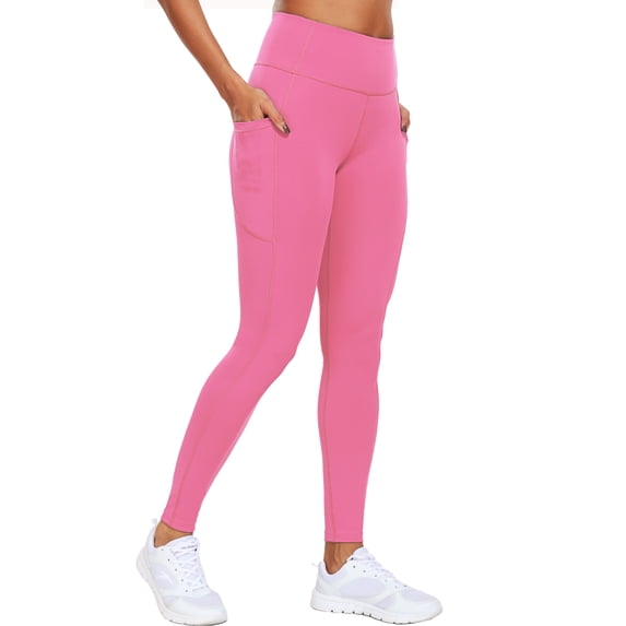 NELEUS Womens High Waist Ankle Yoga Leggings Workout with Two Pockets,Pink,US Size L