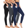thumbnail image 1 of NELEUS Womens High Waist Running Workout Yoga Leggings with Pocket,Black+Gray+Navy Blue,US Size S, 1 of 12