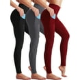 thumbnail image 1 of NELEUS Womens High Waist Running Workout Yoga Leggings with Side Pocket,Black+Gray+Red,US Size S, 1 of 9