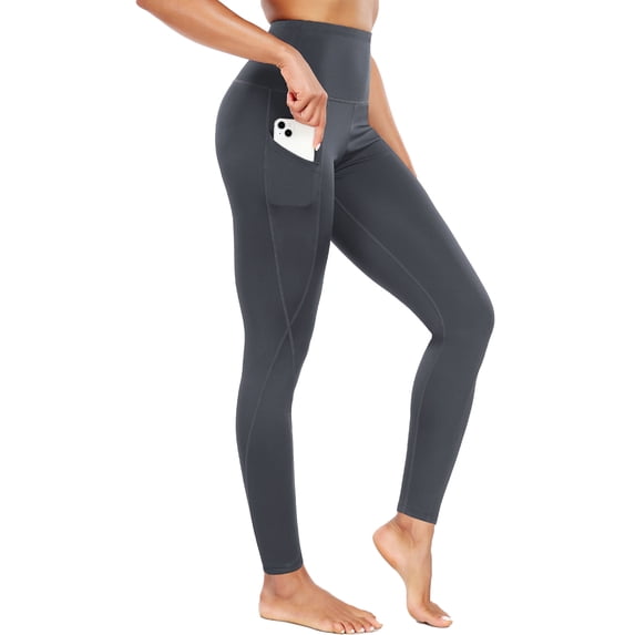 NELEUS Womens High Waist Running Workout Yoga Leggings with Side Pocket,Gray,US Size M