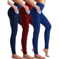 thumbnail image 1 of NELEUS Womens High Waist Running Workout Yoga Leggings with Side Pocket,Navy Blue+Blue+Red,US Size S, 1 of 9